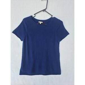 Project 100% Cashmere Sweater M Blue Short Sleeve Knit Top